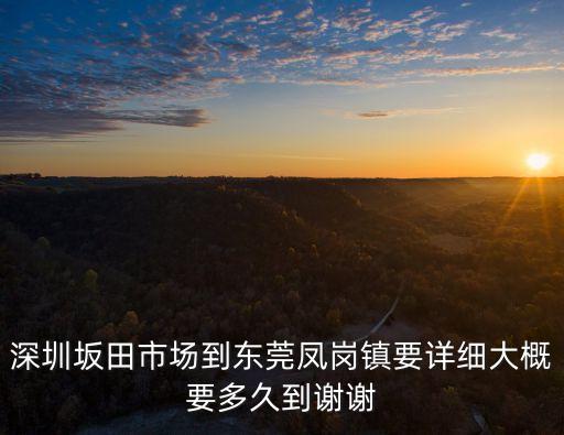深圳鹽田到東莞鳳崗有多少公里，深圳坂田市場到東莞鳳崗鎮要詳細大概要多久到謝謝