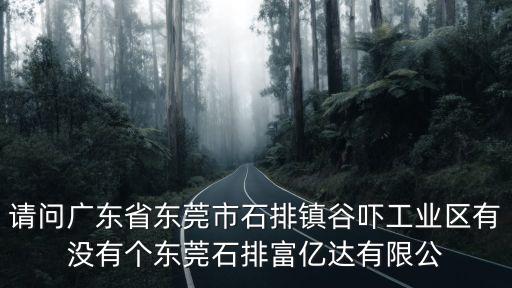 請問廣東省東莞市石排鎮谷嚇工業區有沒有個東莞石排富億達有限公