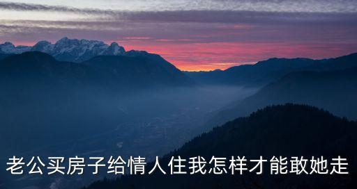 老公買房子給情人住我怎樣才能敢她走