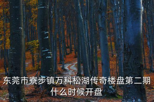 東莞市寮步鎮萬科松湖傳奇樓盤第二期什么時候開盤