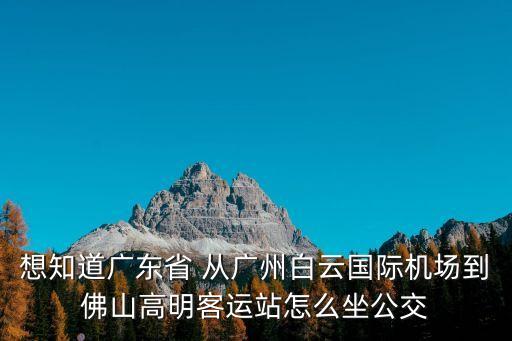 想知道廣東省 從廣州白云國際機場到佛山高明客運站怎么坐公交
