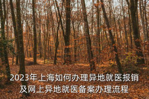 2023年上海如何辦理異地就醫(yī)報銷及網(wǎng)上異地就醫(yī)備案辦理流程