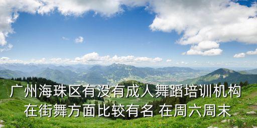 廣州海珠區有沒有成人舞蹈培訓機構 在街舞方面比較有名 在周六周末