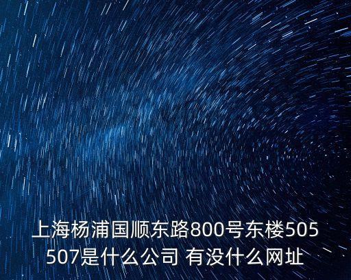 上海市楊浦門戶網站，上海楊浦國順東路800號東樓505507是什么公司 有沒什么網址