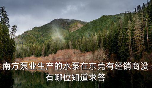 南方泵業生產的水泵在東莞有經銷商沒有哪位知道求答