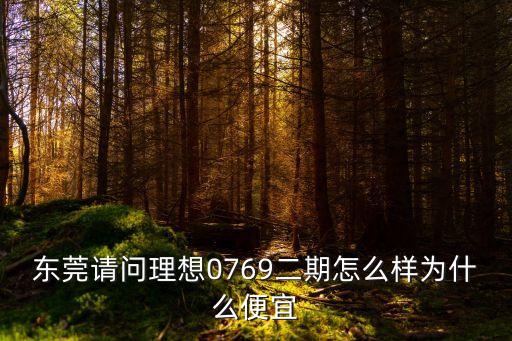 東莞請問理想0769二期怎么樣為什么便宜