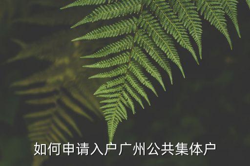 如何申請入戶廣州公共集體戶
