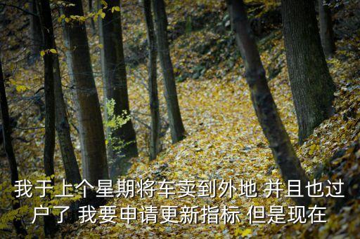 我于上個星期將車賣到外地 并且也過戶了 我要申請更新指標(biāo) 但是現(xiàn)在
