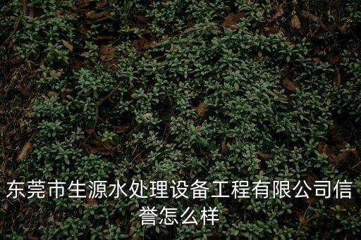 東莞森浩，東莞市生源水處理設備工程有限公司信譽怎么樣