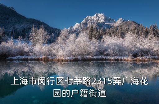 上海市閔行區(qū)七莘路2315弄廣海花園的戶籍街道
