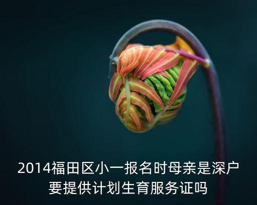 2014福田區小一報名時母親是深戶要提供計劃生育服務證嗎