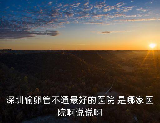 深圳輸卵管不通最好的醫院 是哪家醫院啊說說啊