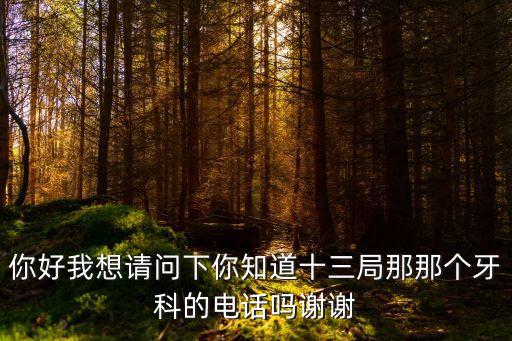 你好我想請問下你知道十三局那那個牙科的電話嗎謝謝