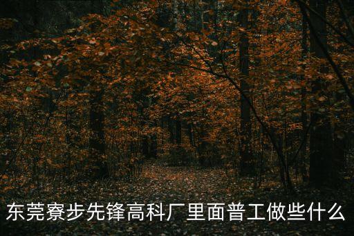 東莞寮步先鋒高科廠里面普工做些什么