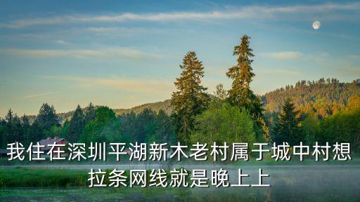 深圳平湖有哪些城中村，我住在深圳平湖新木老村屬于城中村想拉條網線就是晚上上
