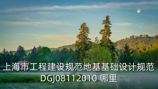 上海市深基坑規程2010，上海市工程建設規范地基基礎設計規范DGJ08112010 哪里