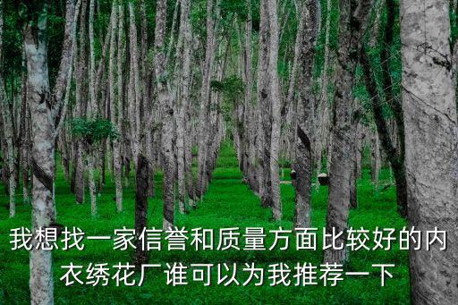 我想找一家信譽和質量方面比較好的內衣繡花廠誰可以為我推薦一下