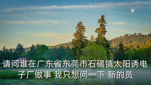 請問誰在廣東省東莞市石碣鎮太陽誘電子廠做事 我只想問一下 新的員