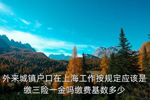 外來城鎮(zhèn)戶口在上海工作按規(guī)定應該是繳三險一金嗎繳費基數(shù)多少