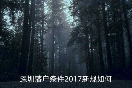 深圳落戶條件2017新規如何