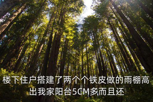 樓下住戶(hù)搭建了兩個(gè)個(gè)鐵皮做的雨棚高出我家陽(yáng)臺(tái)5CM多而且還