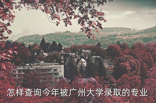 怎樣查詢今年被廣州大學錄取的專業