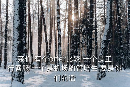 親們 有個offer比較 一個是工行客服 一個是機場的管培生 要是你們的話