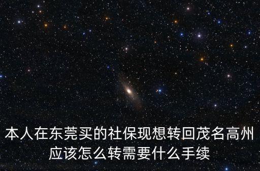 本人在東莞買的社保現想轉回茂名高州應該怎么轉需要什么手續
