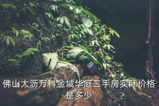 佛山大瀝萬科金域華庭二手房實際價格是多少