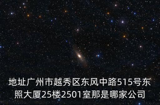 地址廣州市越秀區東風中路515號東照大廈25樓2501室那是哪家公司