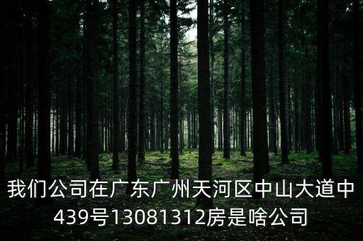 我們公司在廣東廣州天河區(qū)中山大道中439號(hào)13081312房是啥公司