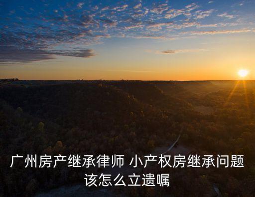 廣州房產繼承律師 小產權房繼承問題該怎么立遺囑