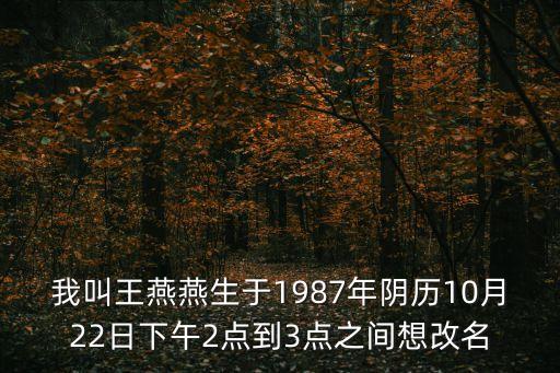我叫王燕燕生于1987年陰歷10月22日下午2點到3點之間想改名