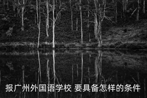 報廣州外國語學校 要具備怎樣的條件