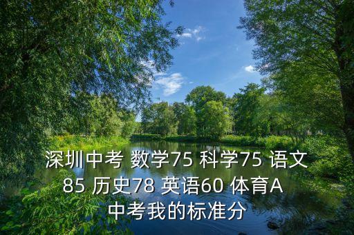 深圳中考 數學75 科學75 語文85 歷史78 英語60 體育A 中考我的標準分
