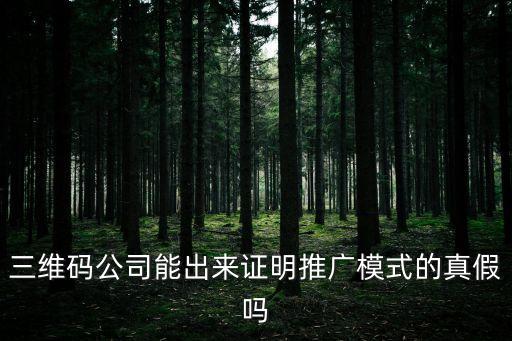 三維碼公司能出來證明推廣模式的真假嗎