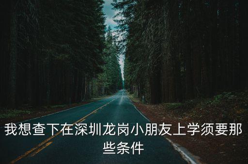 我想查下在深圳龍崗小朋友上學須要那些條件