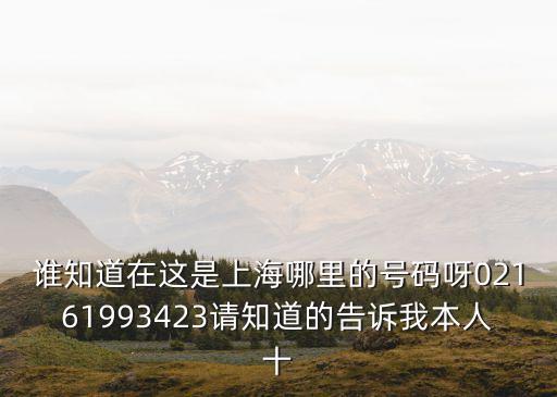 誰知道在這是上海哪里的號碼呀02161993423請知道的告訴我本人十