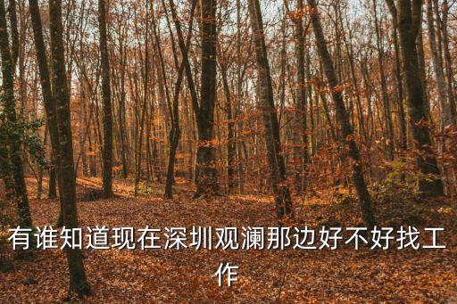 有誰知道現在深圳觀瀾那邊好不好找工作