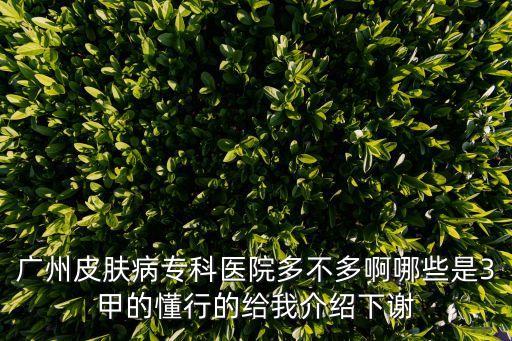 廣州皮膚病專科醫(yī)院多不多啊哪些是3甲的懂行的給我介紹下謝