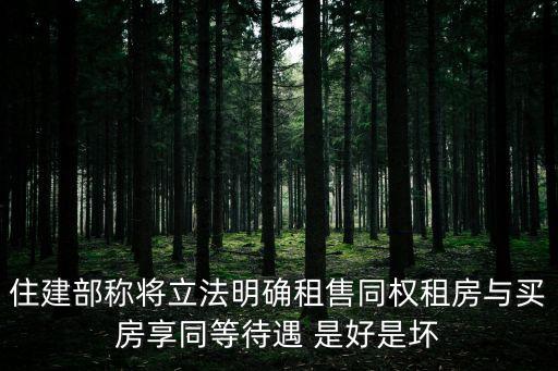 住建部稱將立法明確租售同權租房與買房享同等待遇 是好是壞