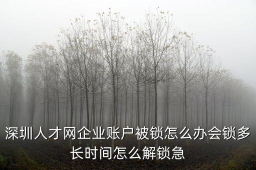 深圳銀行對公賬戶鎖定，深圳人才網企業賬戶被鎖怎么辦會鎖多長時間怎么解鎖急