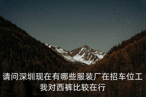 請問深圳現在有哪些服裝廠在招車位工我對西褲比較在行