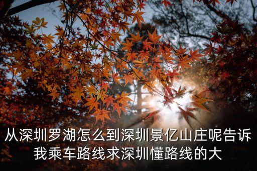 深圳景億山莊物業管理電話，從深圳羅湖怎么到深圳景億山莊呢告訴我乘車路線求深圳懂路線的大