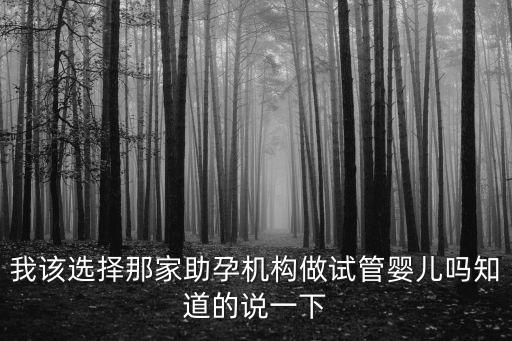 我該選擇那家助孕機構做試管嬰兒嗎知道的說一下
