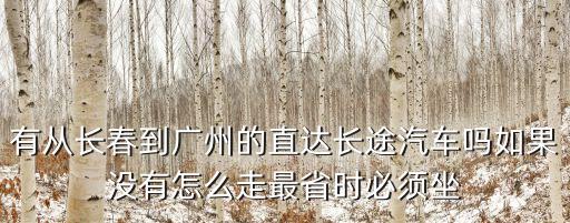 有從長春到廣州的直達長途汽車嗎如果沒有怎么走最省時必須坐
