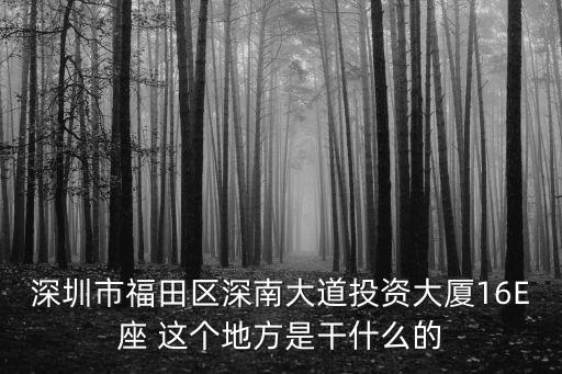 深圳市福田區深南大道投資大廈16E座 這個地方是干什么的