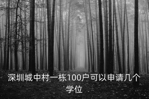 深圳城中村一棟100戶可以申請幾個學位