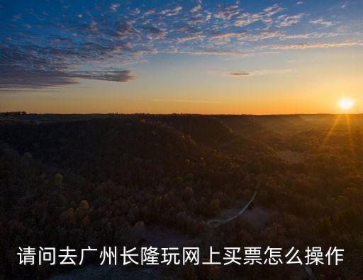 請問去廣州長隆玩網上買票怎么操作