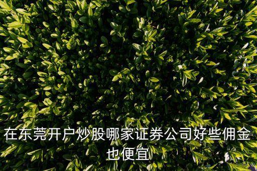 同花順和東莞證券哪個傭金好，哪家券商傭金最低在線等急